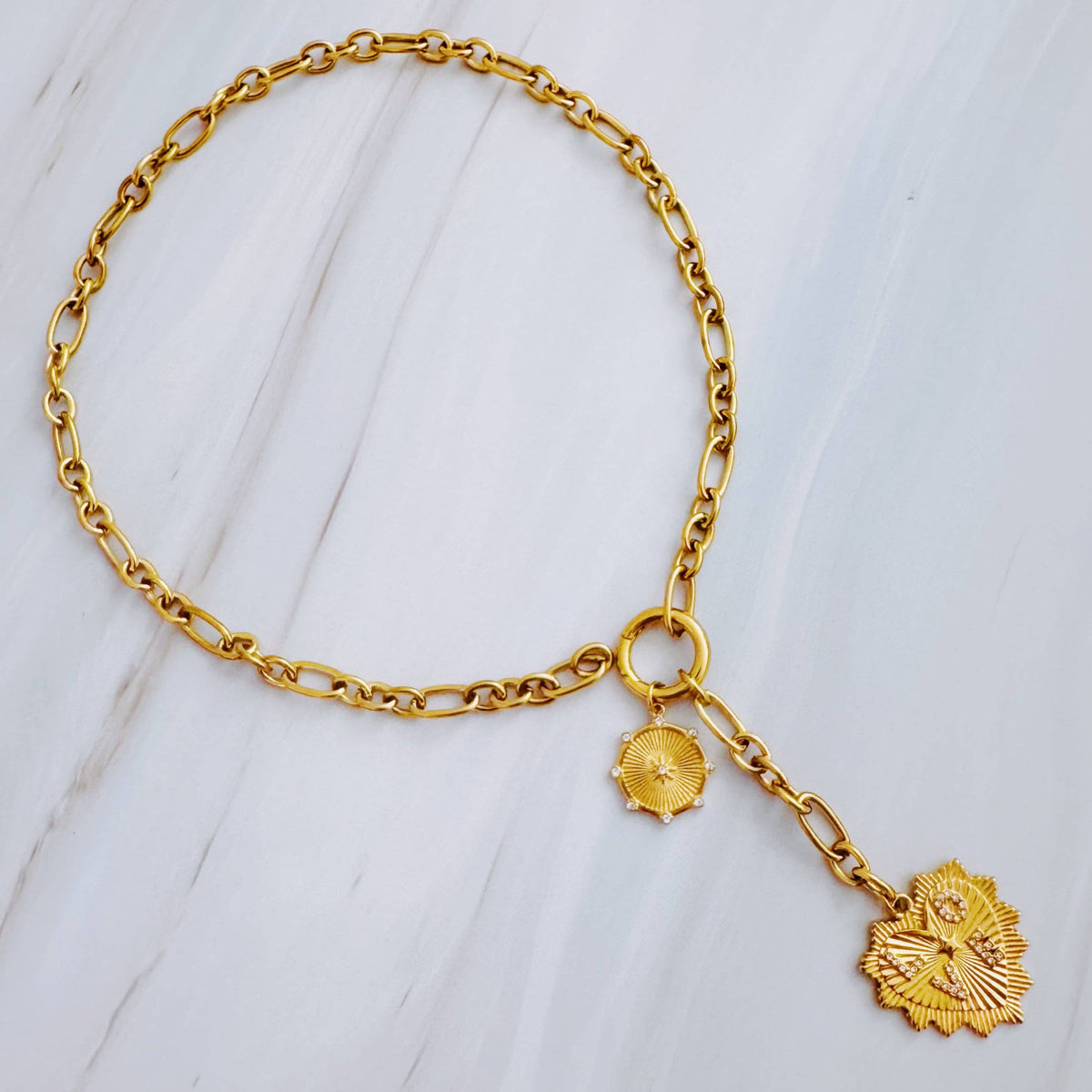 Love Heart Drop Necklace 18K Gold Plated