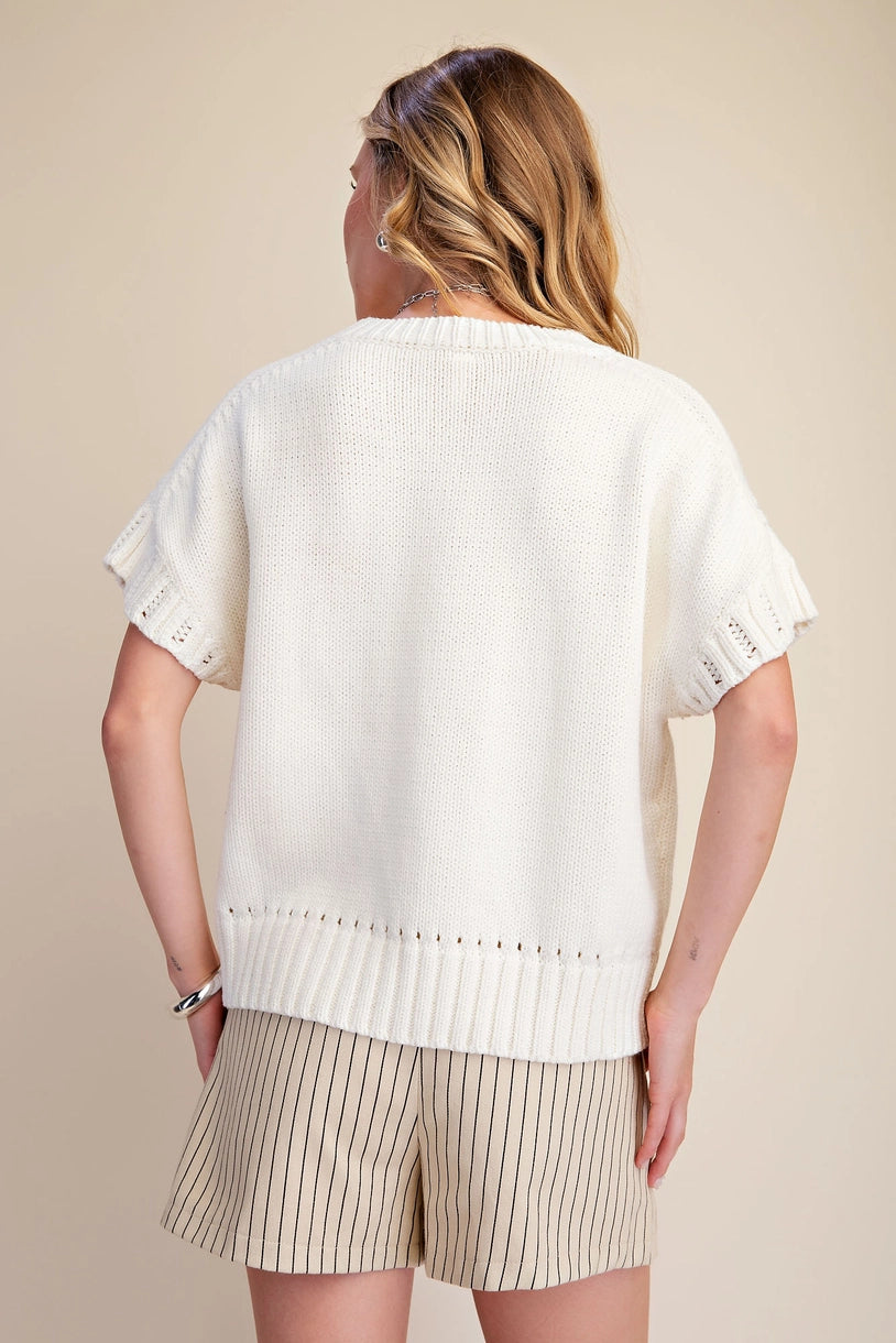 Short-Sleeve Crew-Neck Sweater