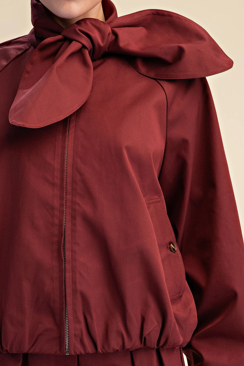 Scarf Collar Puffy Jacket