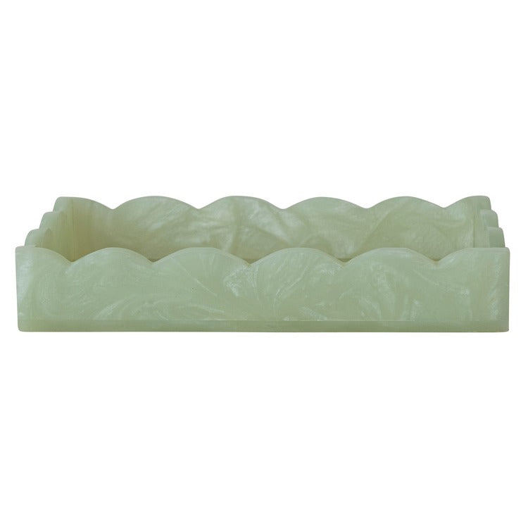 Green Resin Scalloped Tray