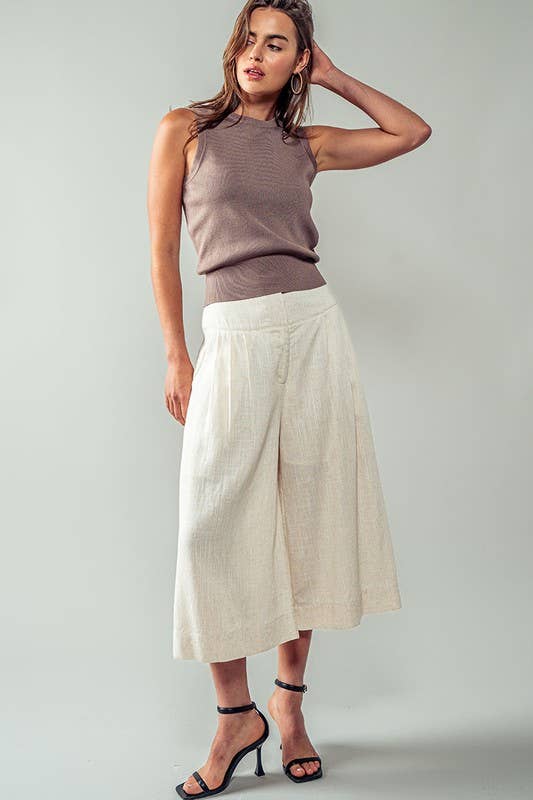 Extra Wide Leg Ankle Length Pull On Pants
