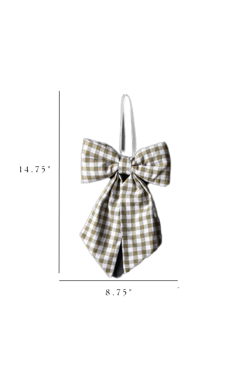 Green Gingham Fabric Bow