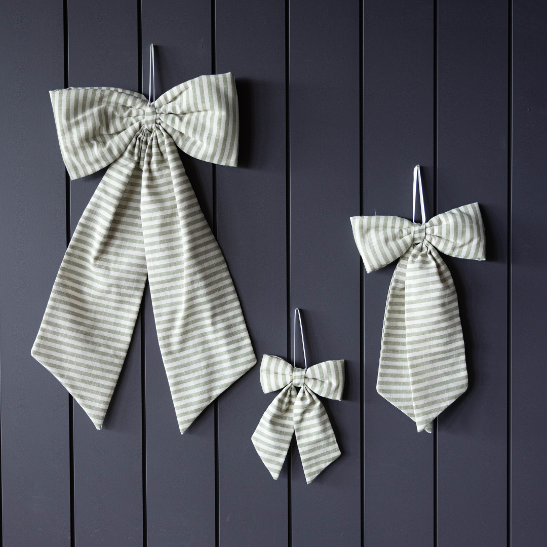 Striped Light Green Fabric Bow