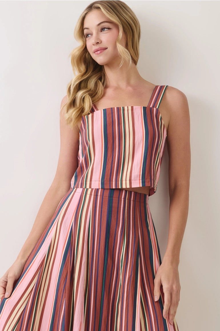 Multi Stripe Midi Skirt & Crop Top