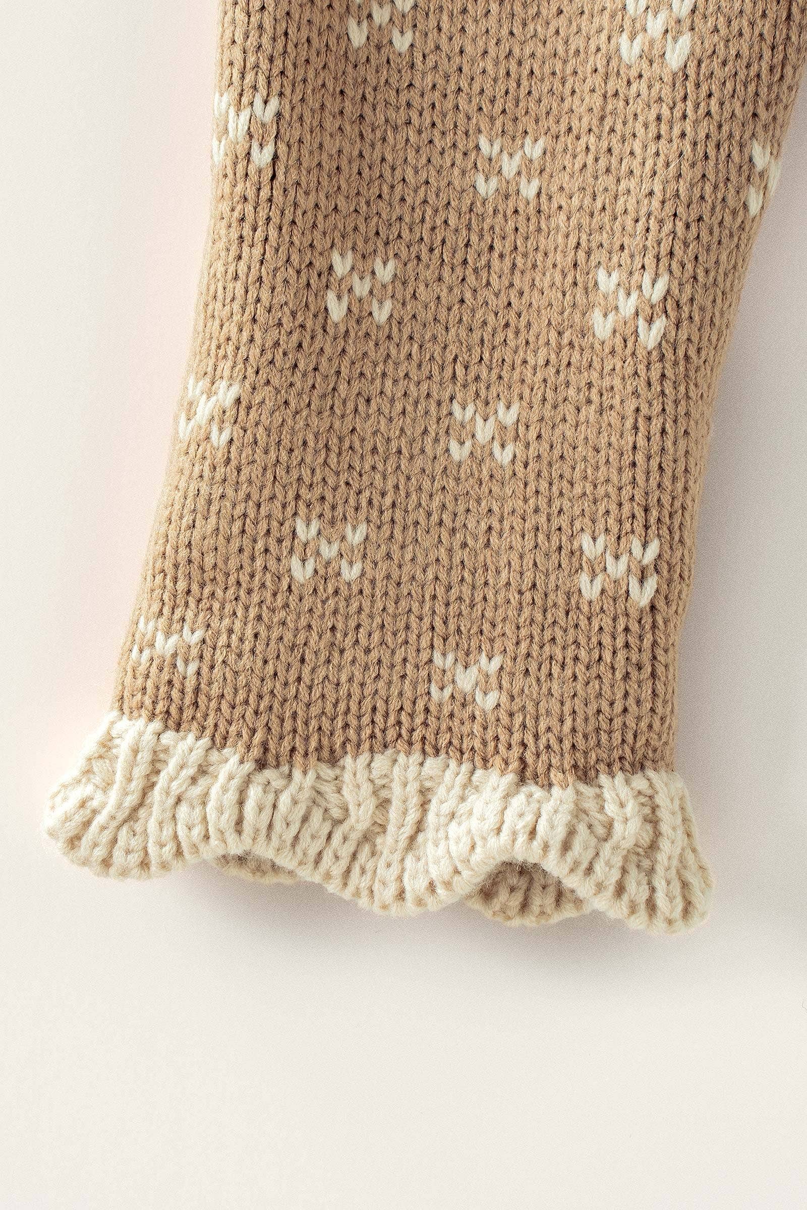 Khaki Knit Ruffle Collar Cardigan