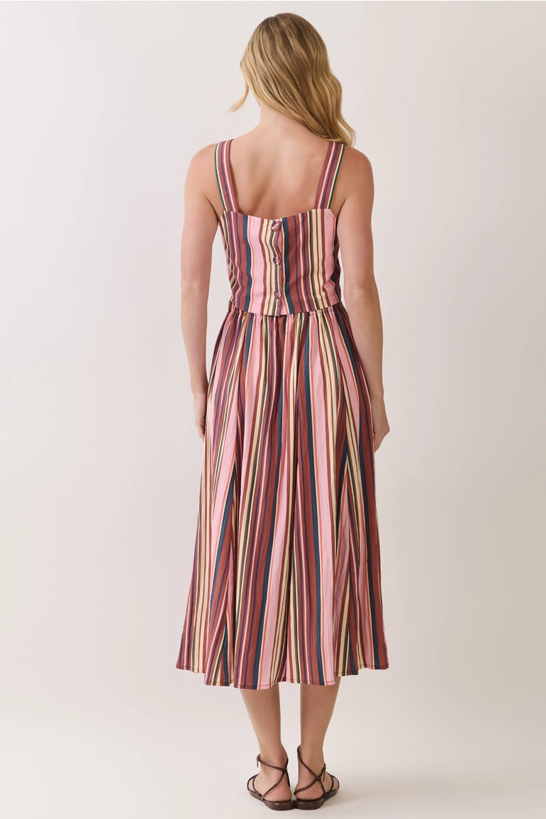 Multi Stripe Midi Skirt & Crop Top