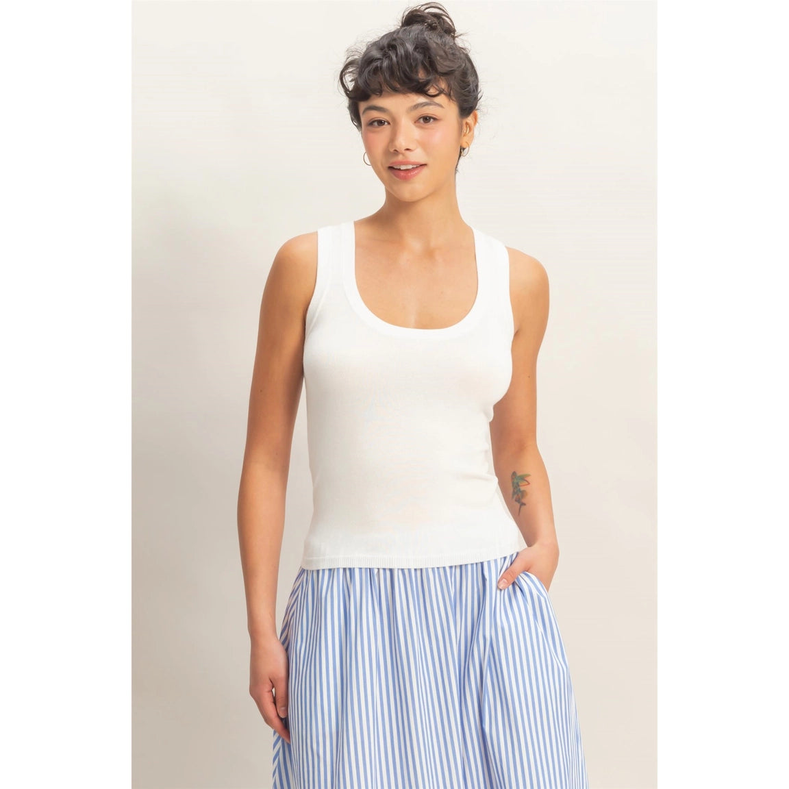 Off White Scoop Neck Tank