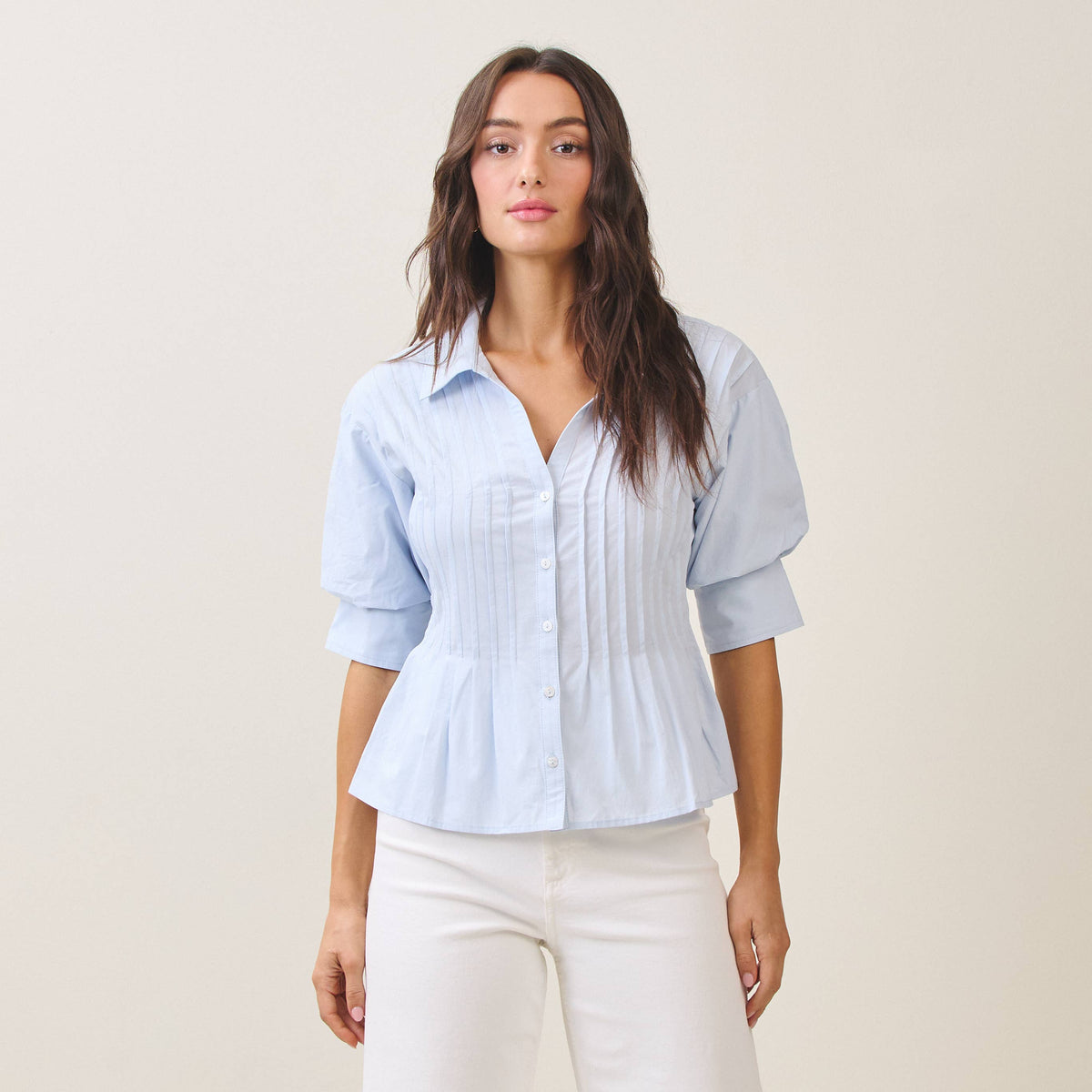 Short Sleeve Pintuck Shirt