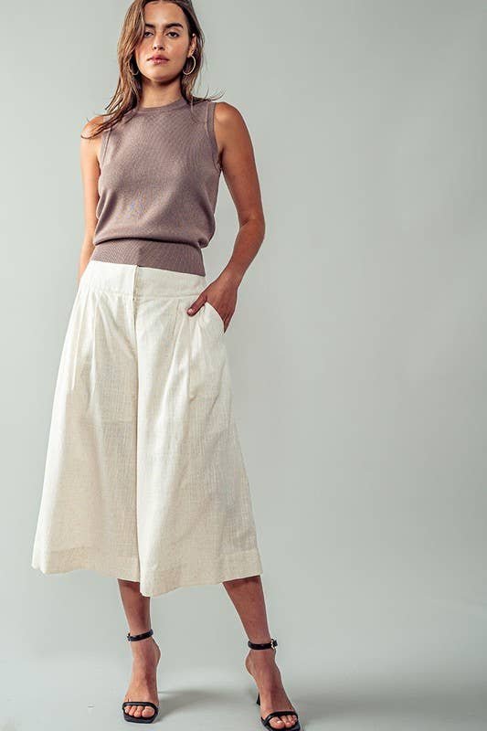 Extra Wide Leg Ankle Length Pull On Pants