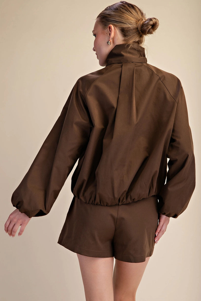 Scarf Collar Puffy Jacket