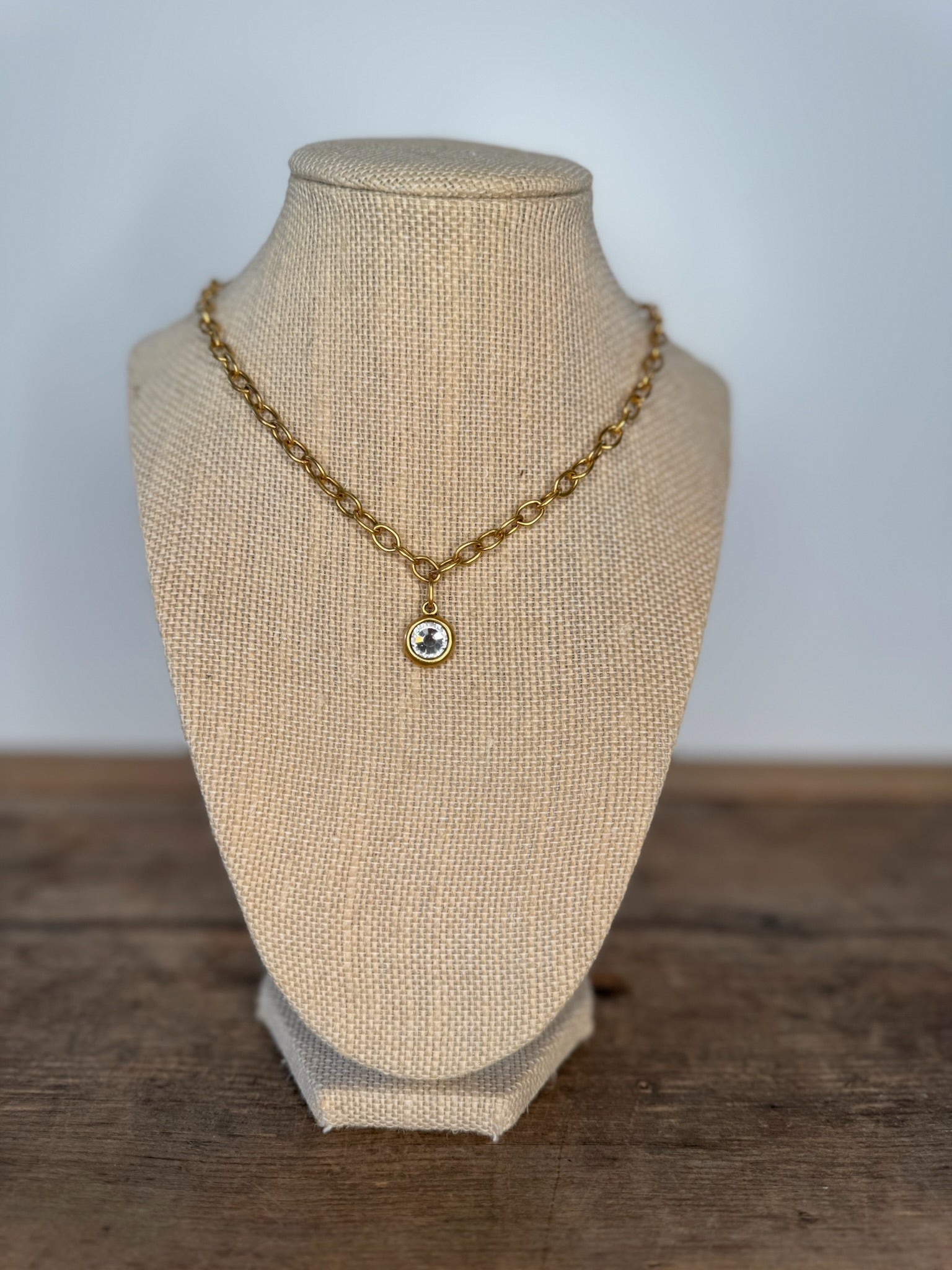 Center Gem Gold Necklace