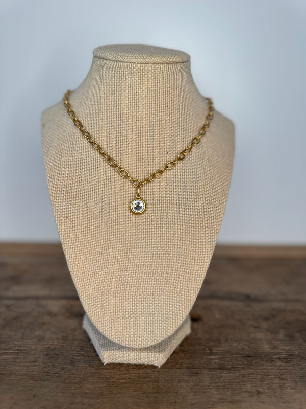 Center Gem Gold Necklace
