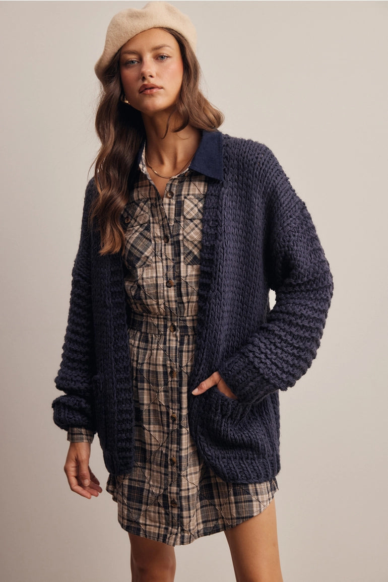 Chunky Knit Heart Back Cardigan