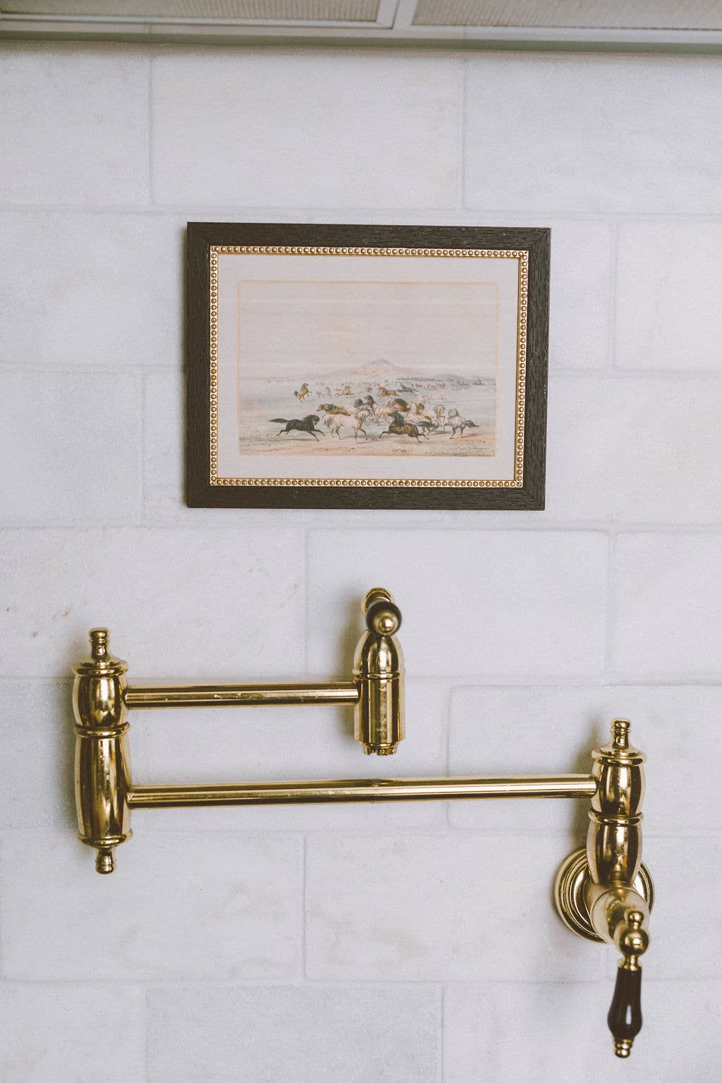 Field Of Horses Framed Antique Art