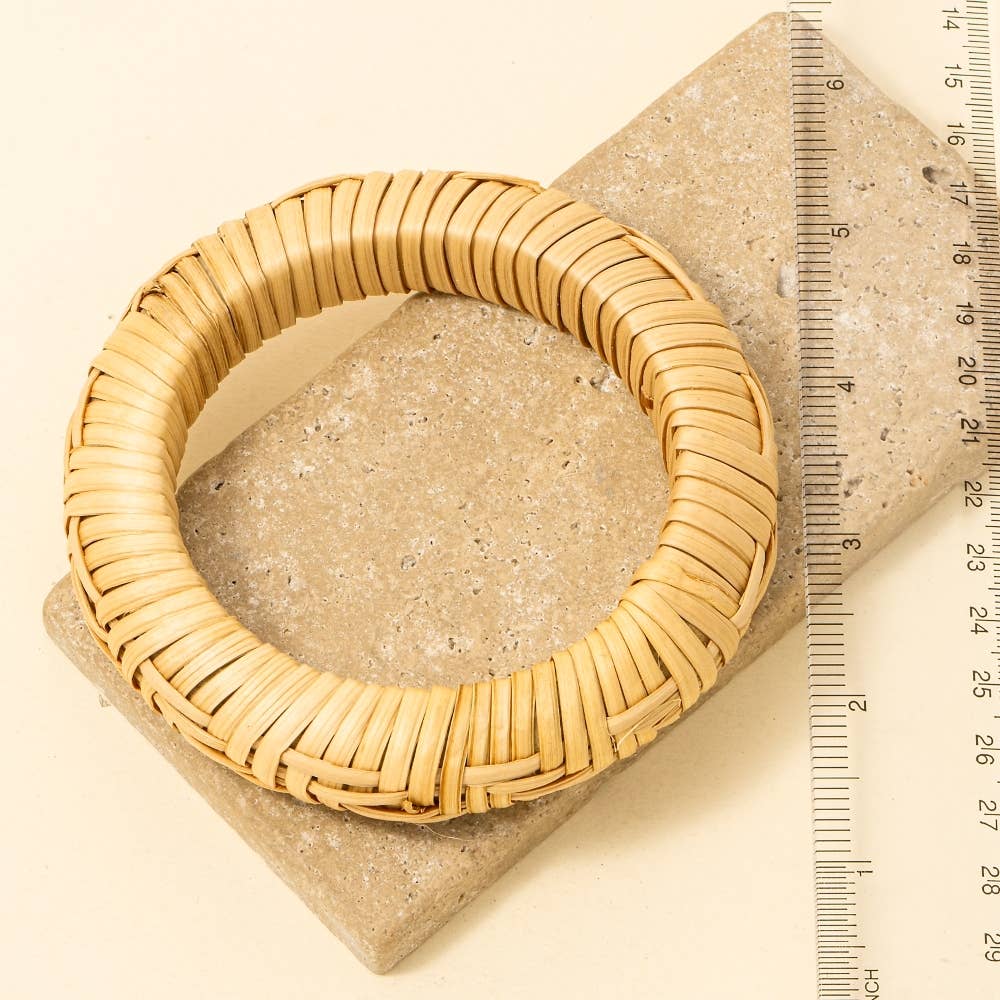 Large Straw Weave Bangle Bracelet