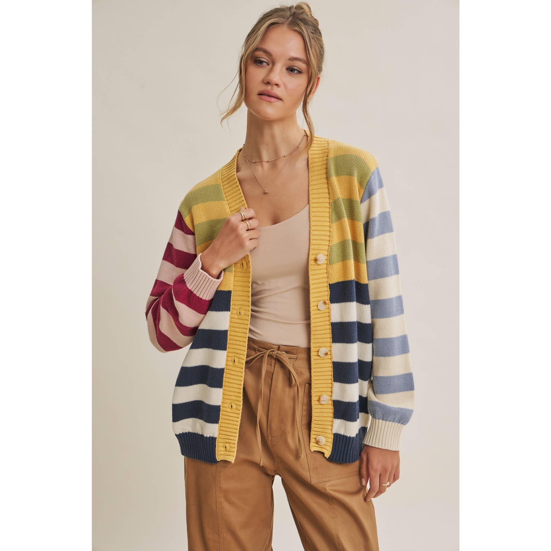 Playful Multi Color Stripe Cardigan