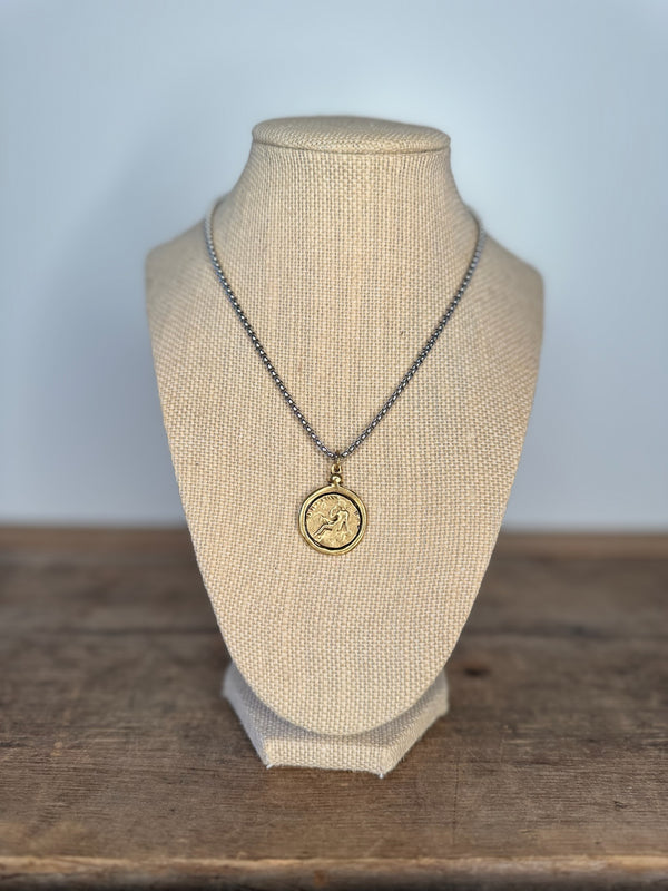 Antique Amulet Gunmetal Necklace