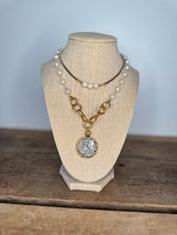 Pearl Antique Coin Necklace