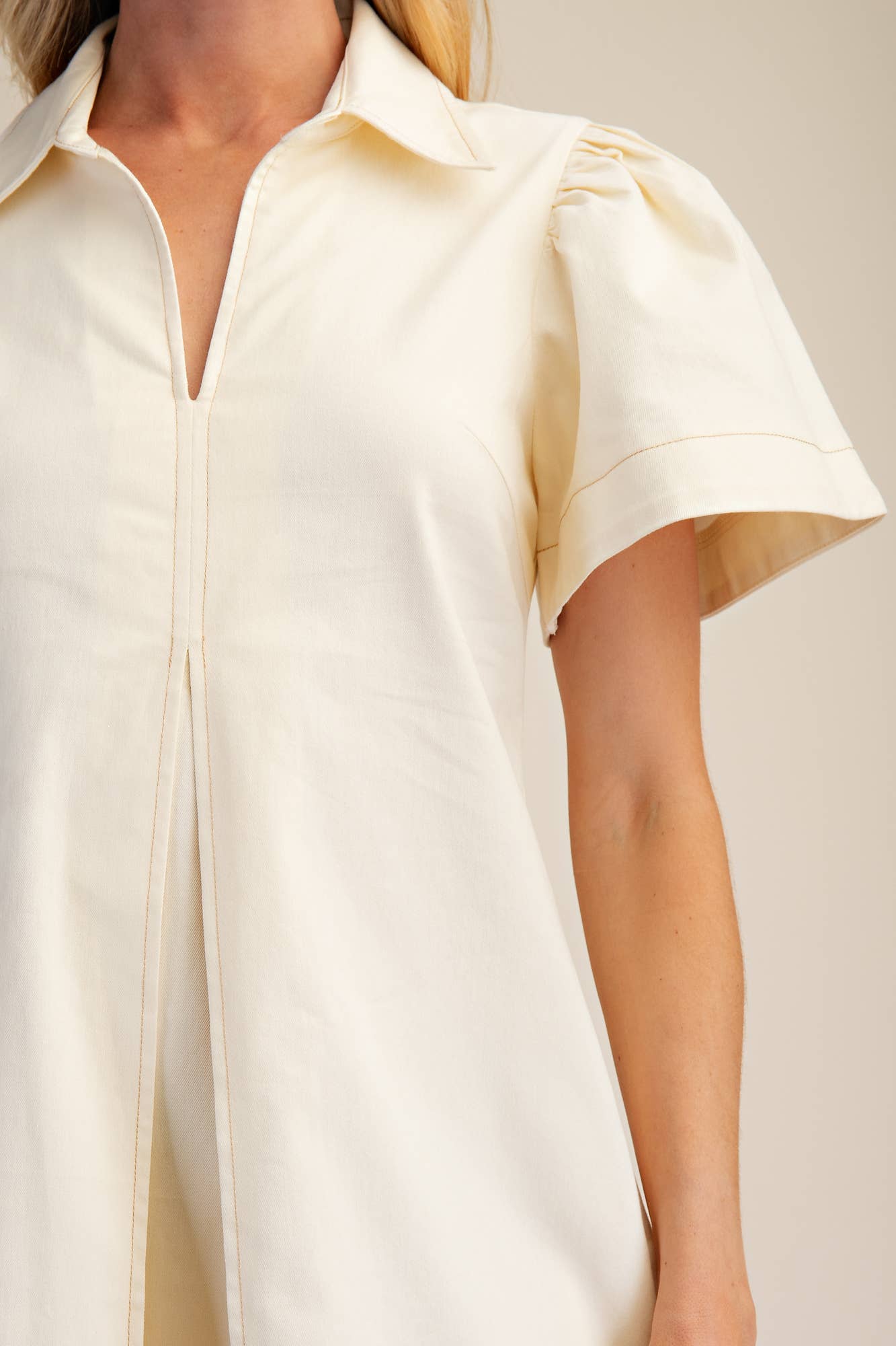 Mallory V-Neck Pleated Mini Dress