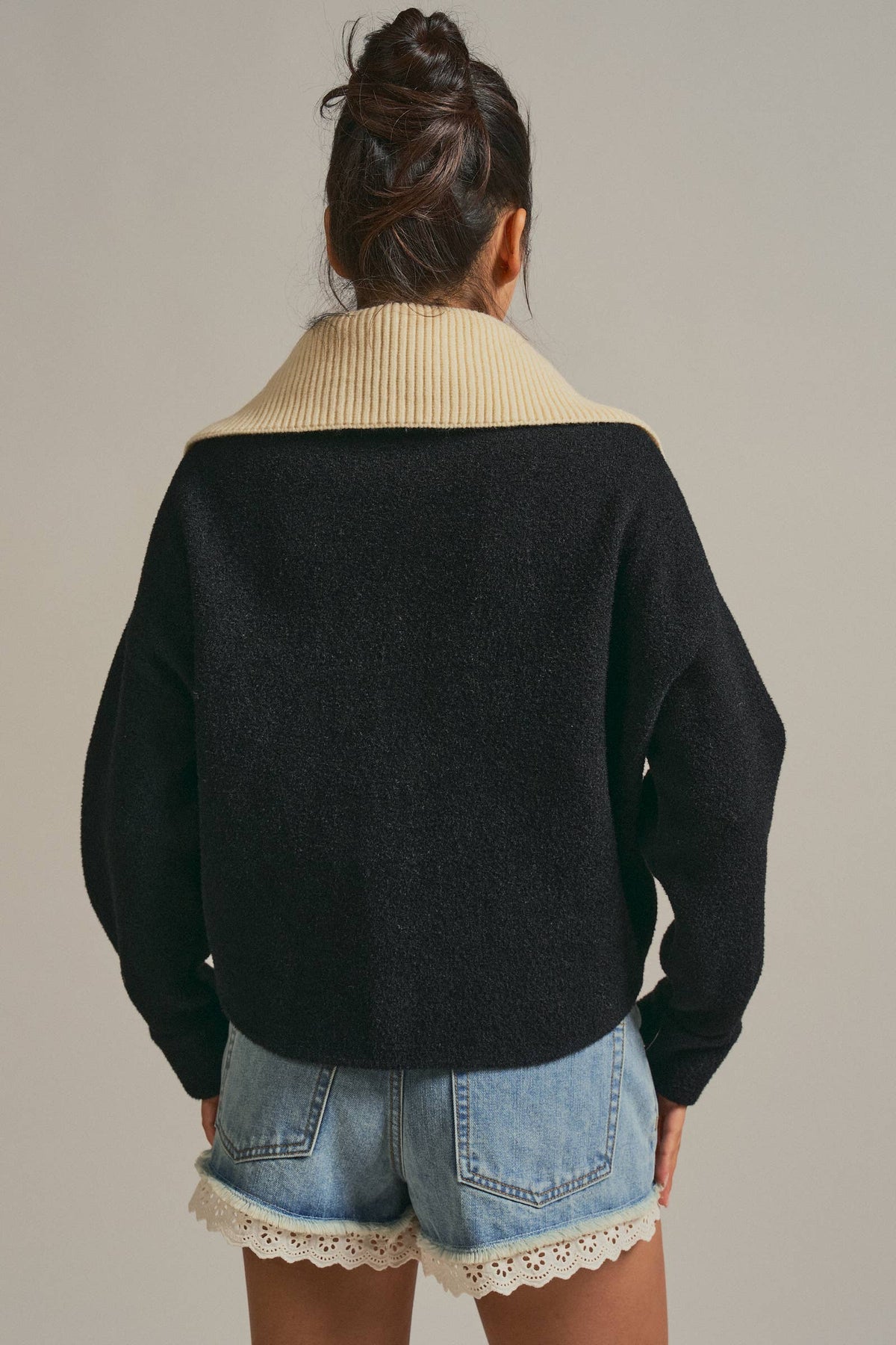 Knit Jacket With Contrast Collar