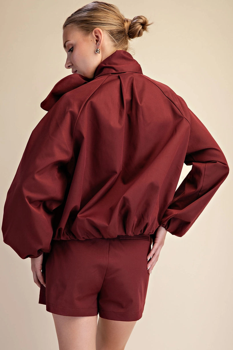 Scarf Collar Puffy Jacket