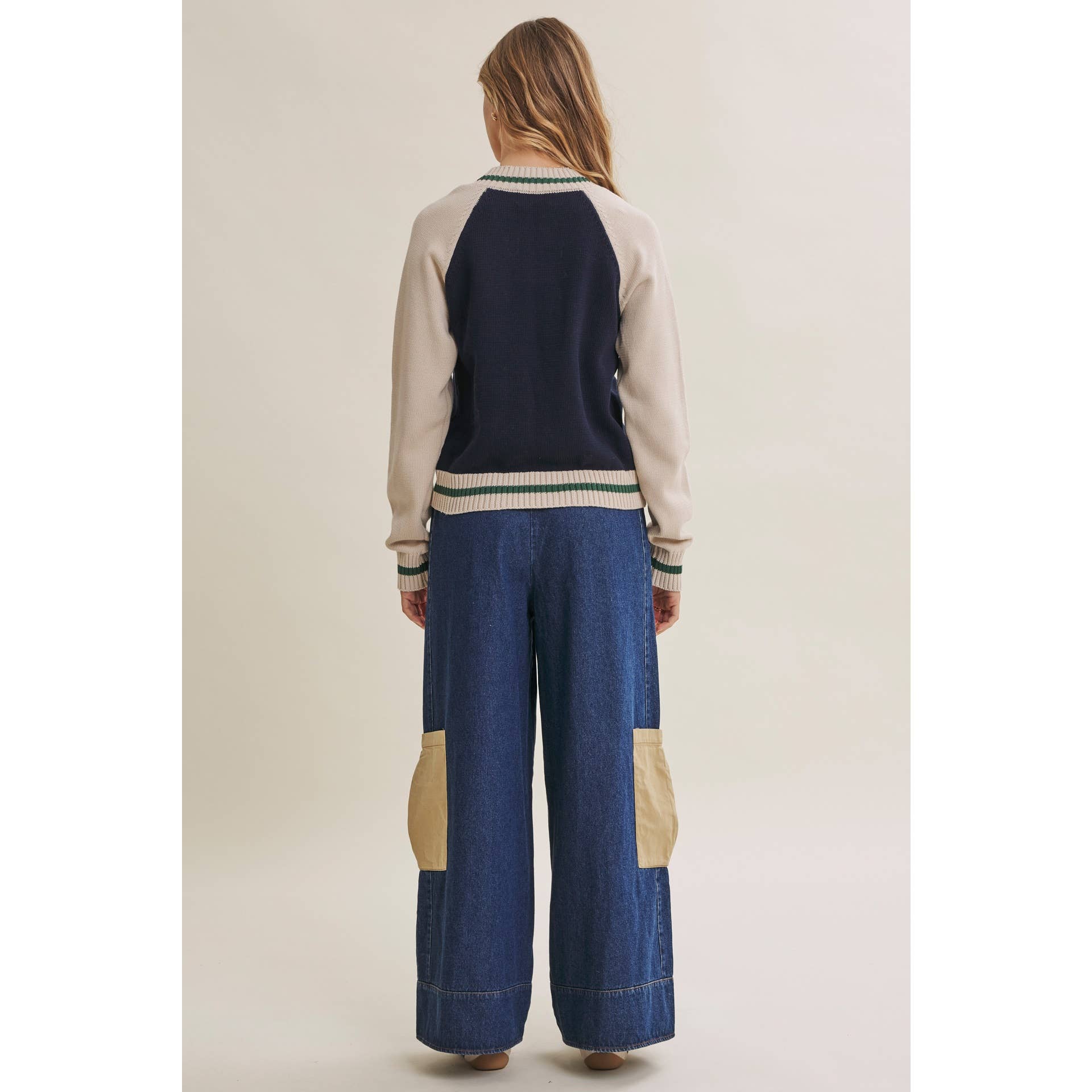 Varsity Collegiate Zip Front Cotton Sweater Bomber Jacket