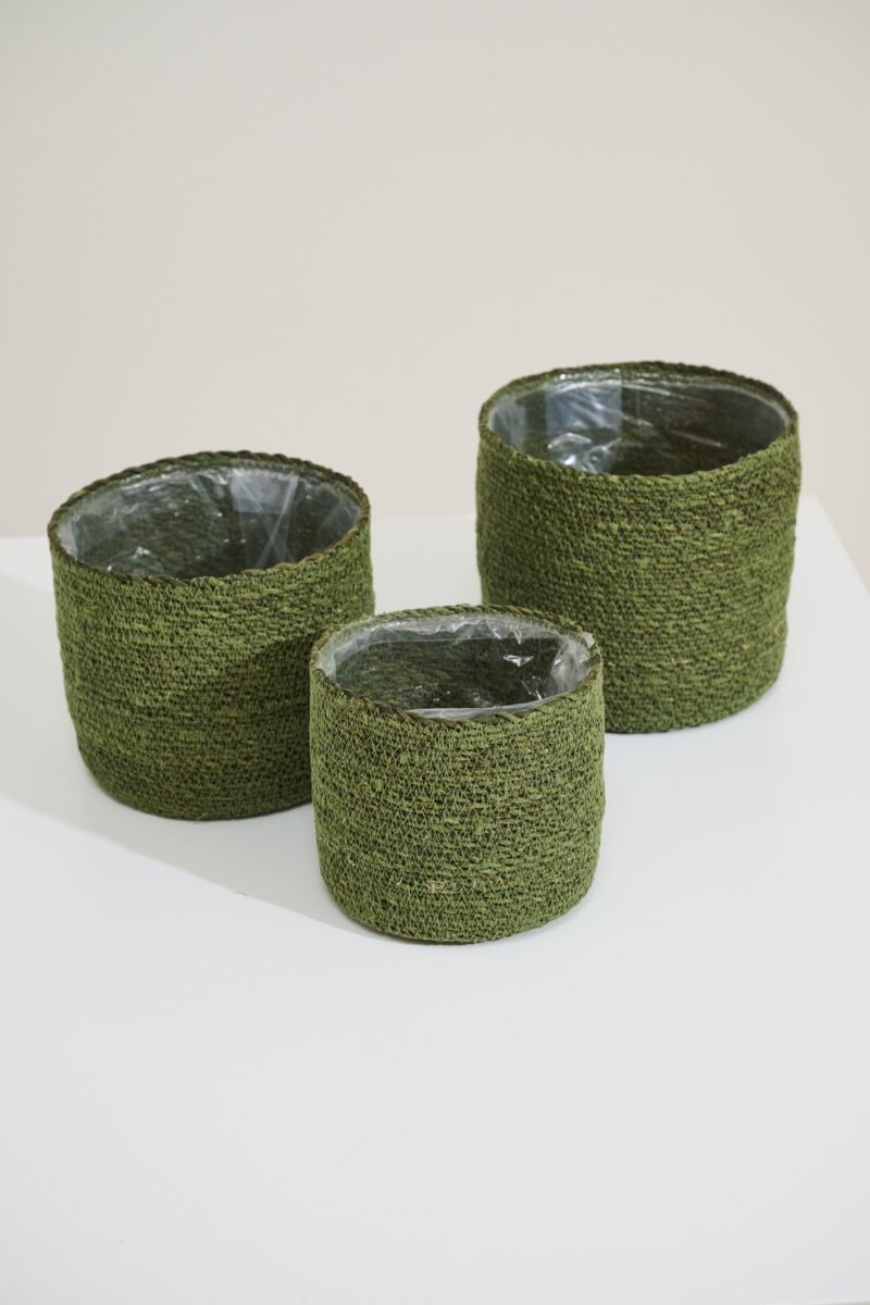 Green Seagrass Basket Planters