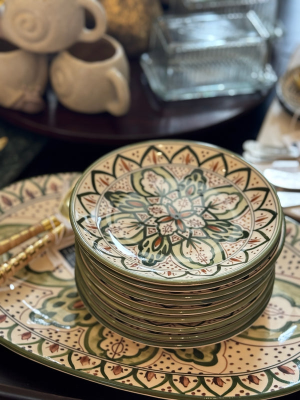Hand-Painted Stoneware Round Plate