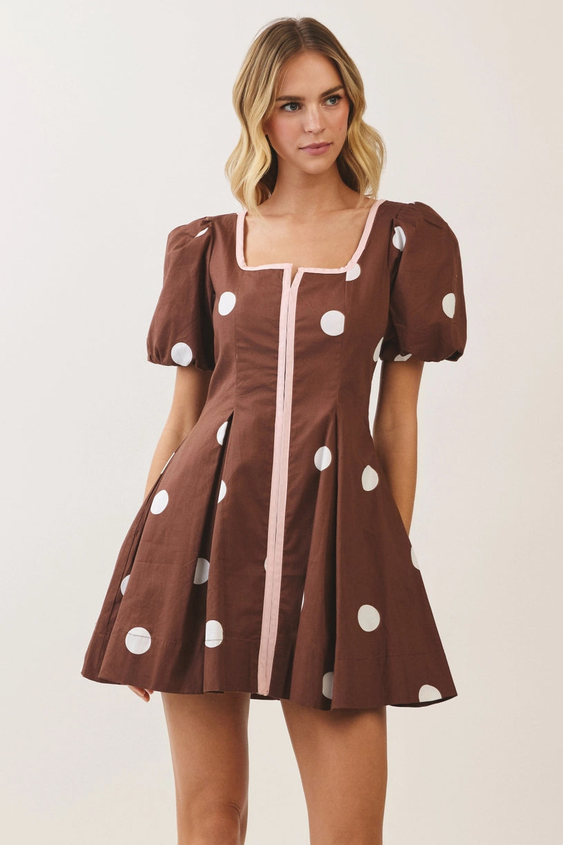 Chocolate Polka Dot Mini Dress