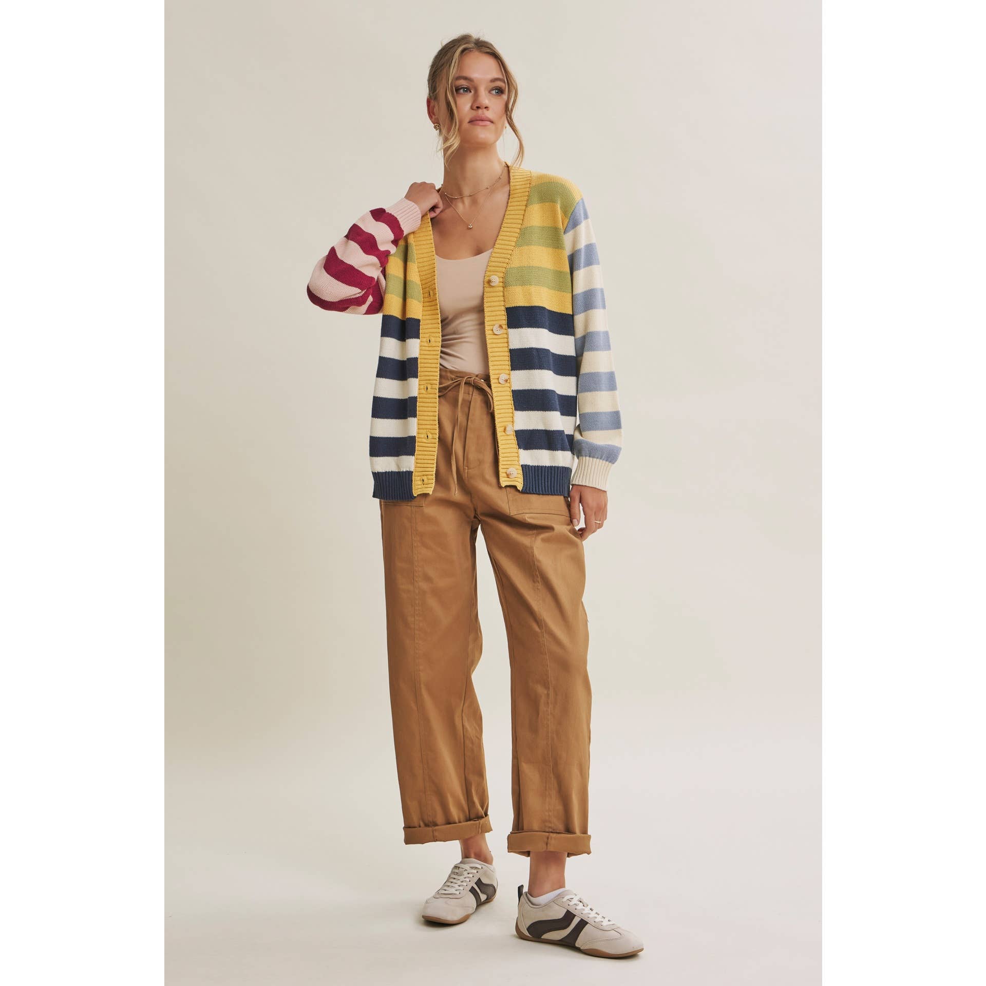 Playful Multi Color Stripe Cardigan