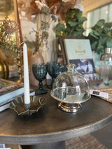 Silver Finish Pedestal with Glass Cloche