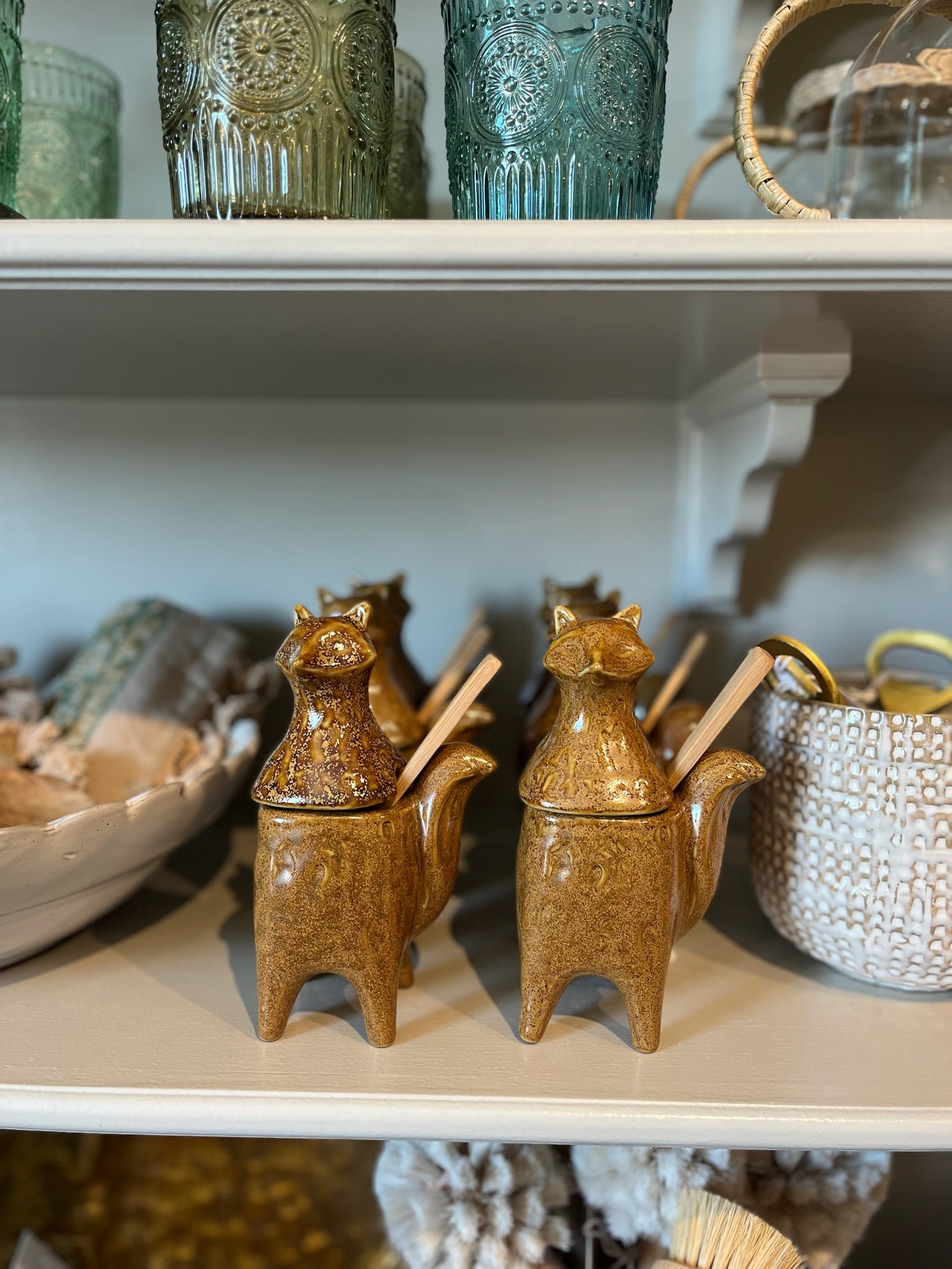 Stoneware Fox Shaped Jar