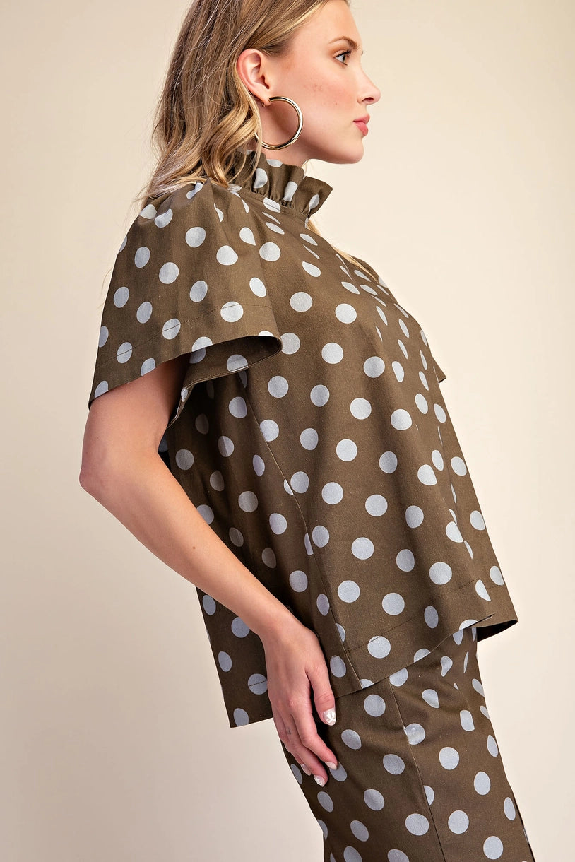 Polka Dot Ruffle Top