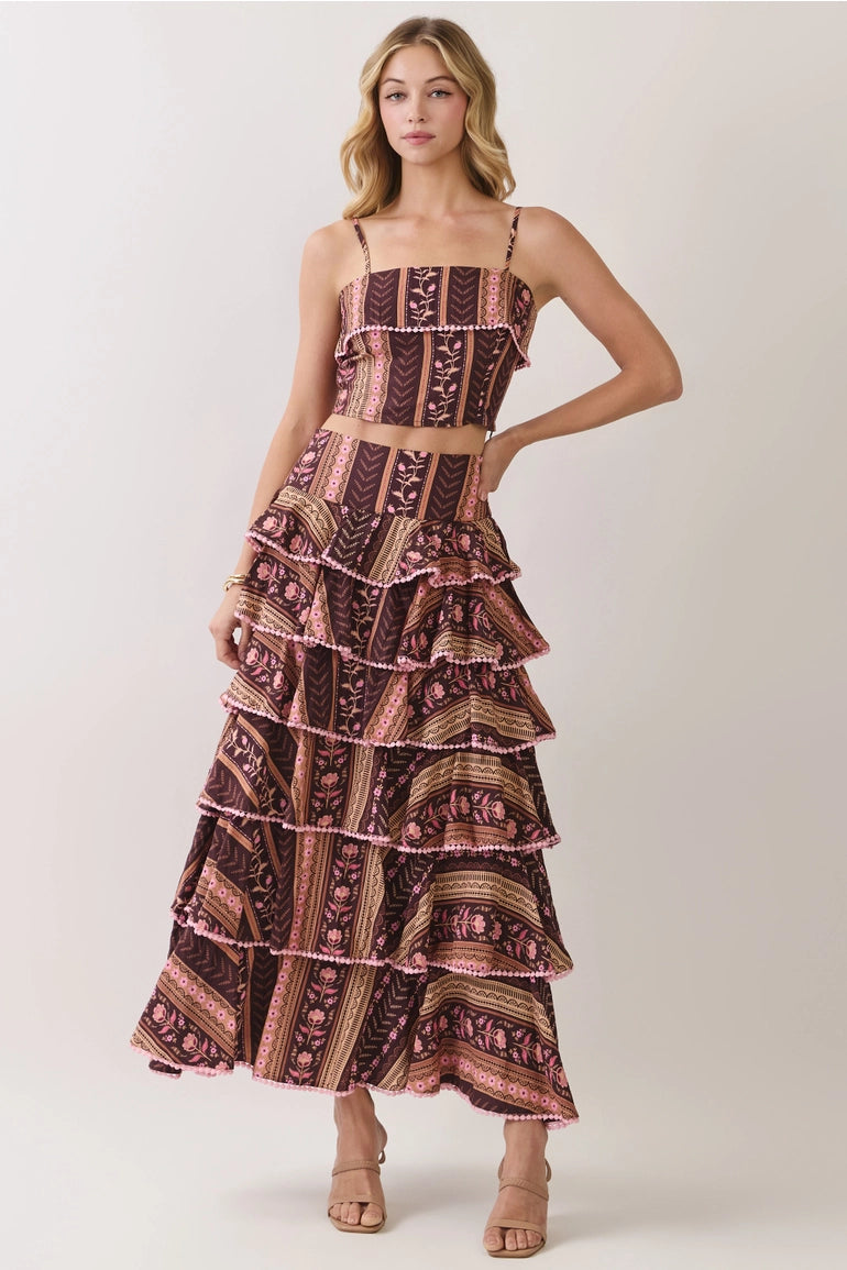 Tiered Ruffle Maxi & Smocked Cami Top