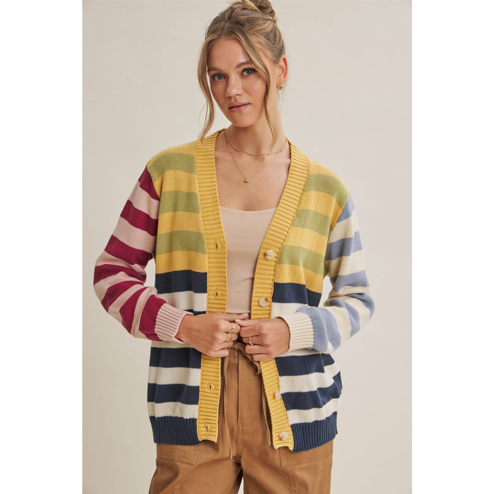 Playful Multi Color Stripe Cardigan