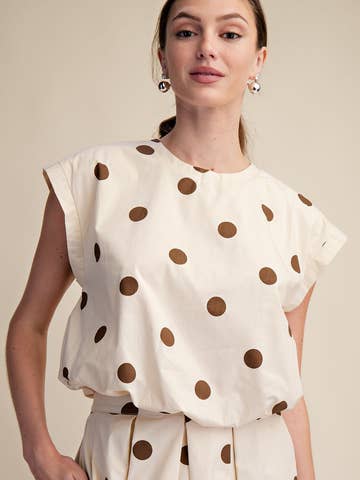 Polka Dot Bubble Crop Top