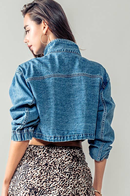 Utility Cropped Denim Jacket