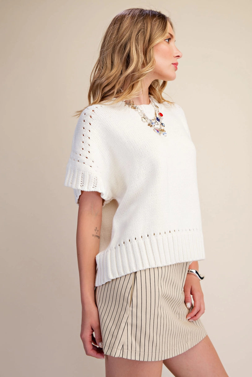 Short-Sleeve Crew-Neck Sweater