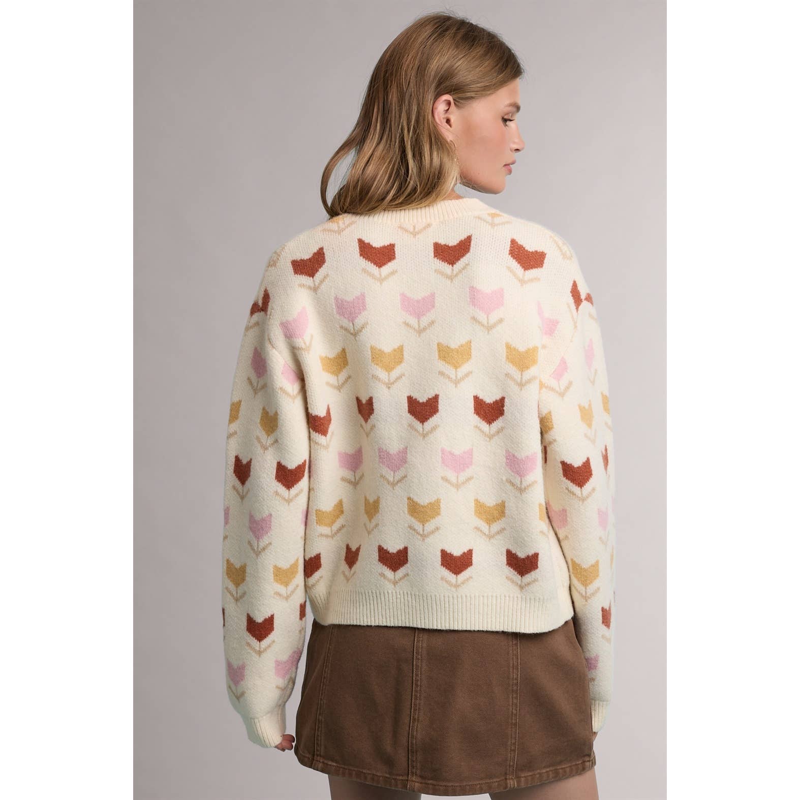 Tulip Print Sweater Cardigan