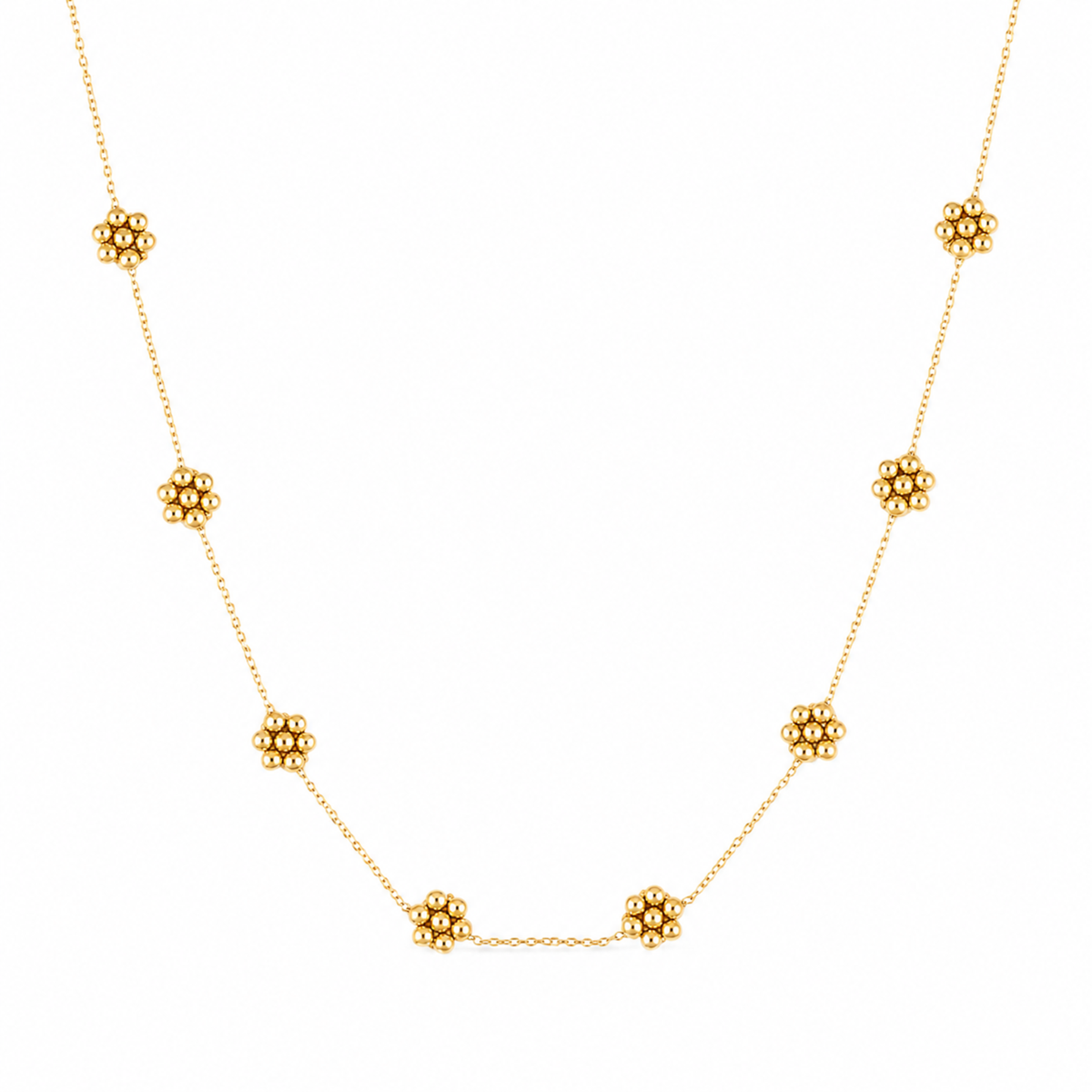 Dainty Golden Bead Flower Necklace