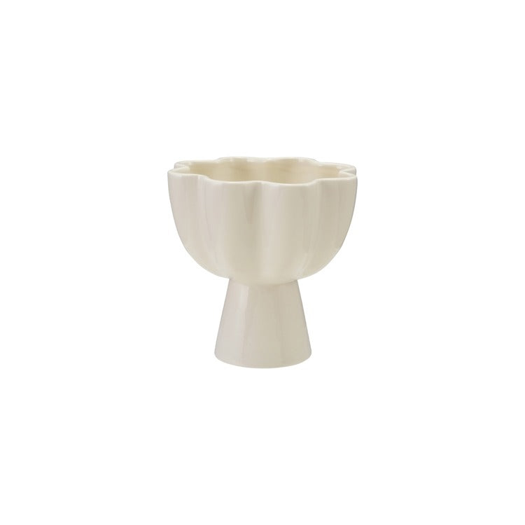 White Flower Shaped Pedestal Bowl