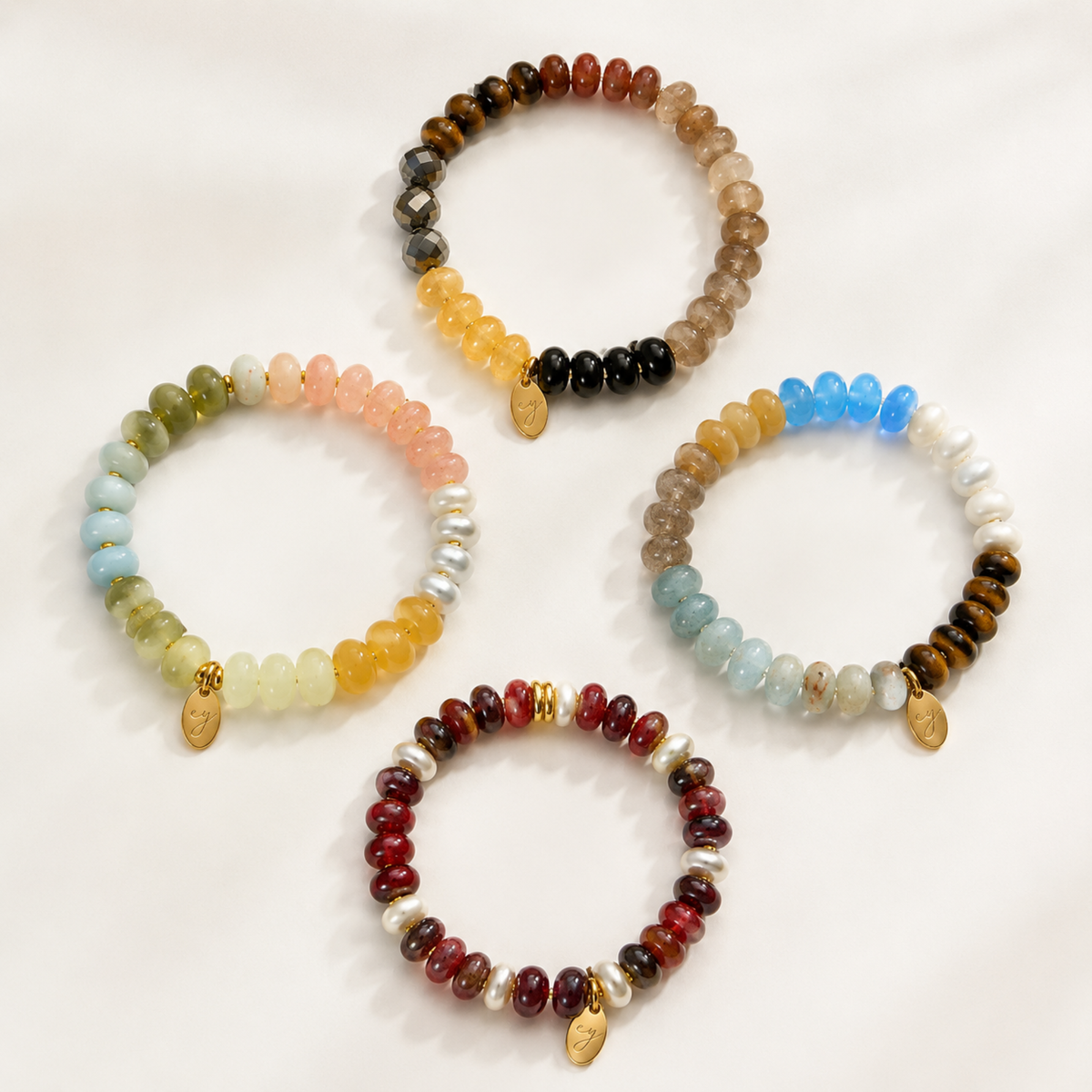 Garden Stone Beaded Stretch Bracelet