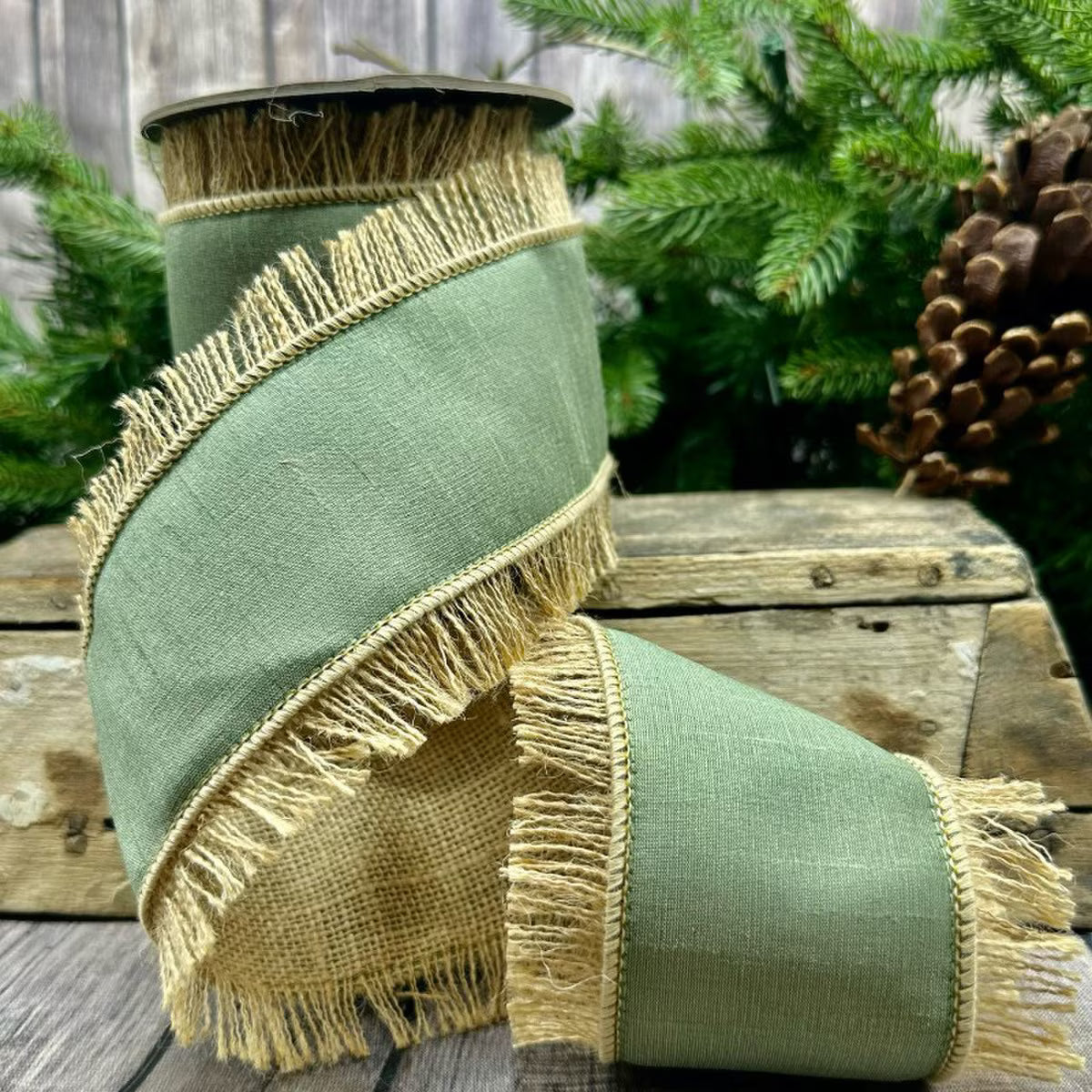 Green Dupion Fringe 4" Ribbon