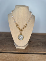 Pearl Antique Coin Necklace