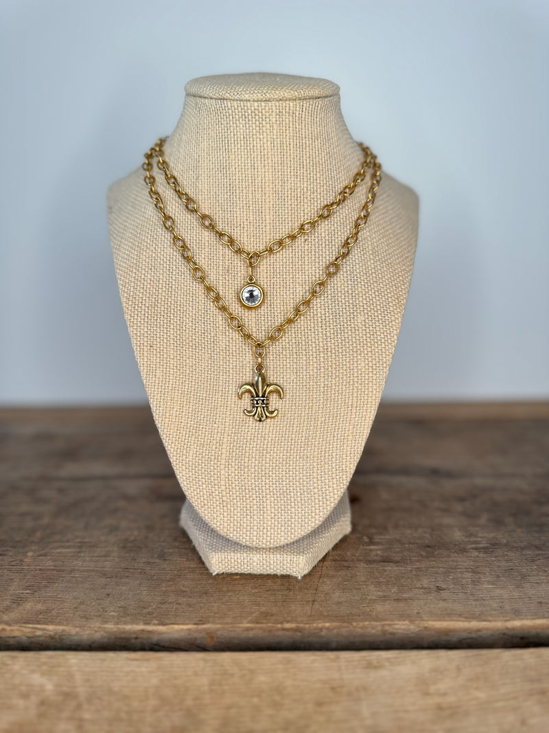 Center Gem Gold Necklace