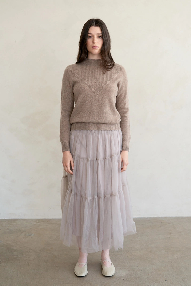 Tiered Tulle Midi Skirt