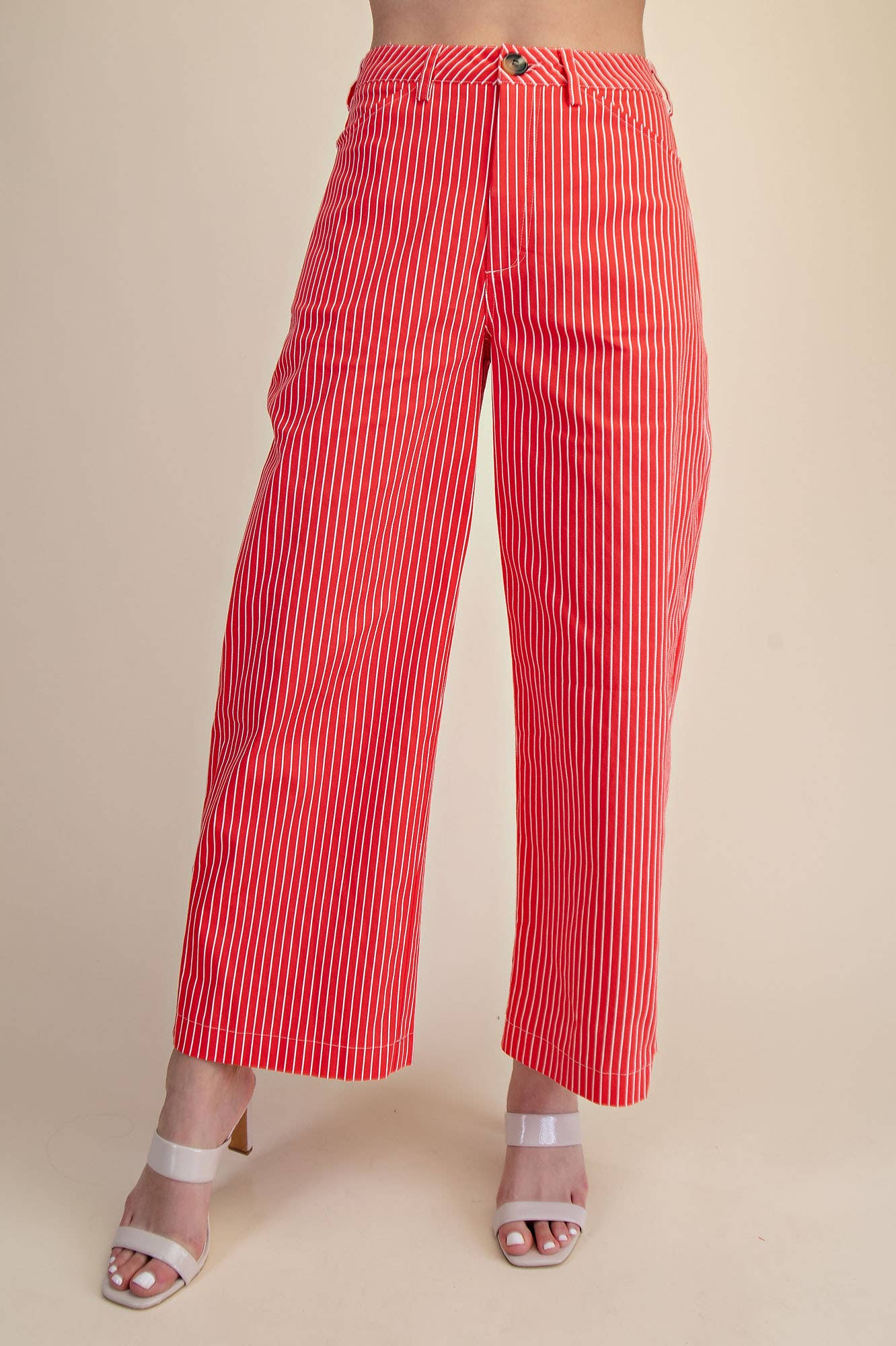 High Waist Barrel Leg Stripe Pants