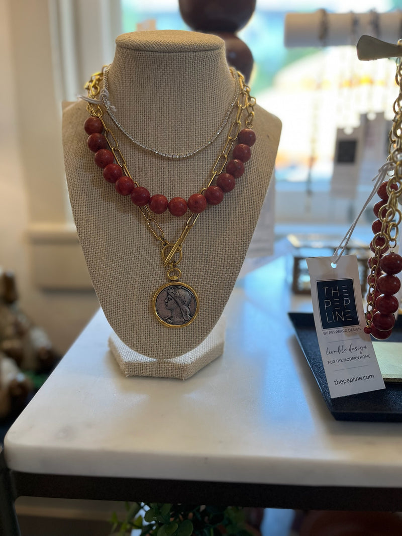 Coral Beaded Necklace Large