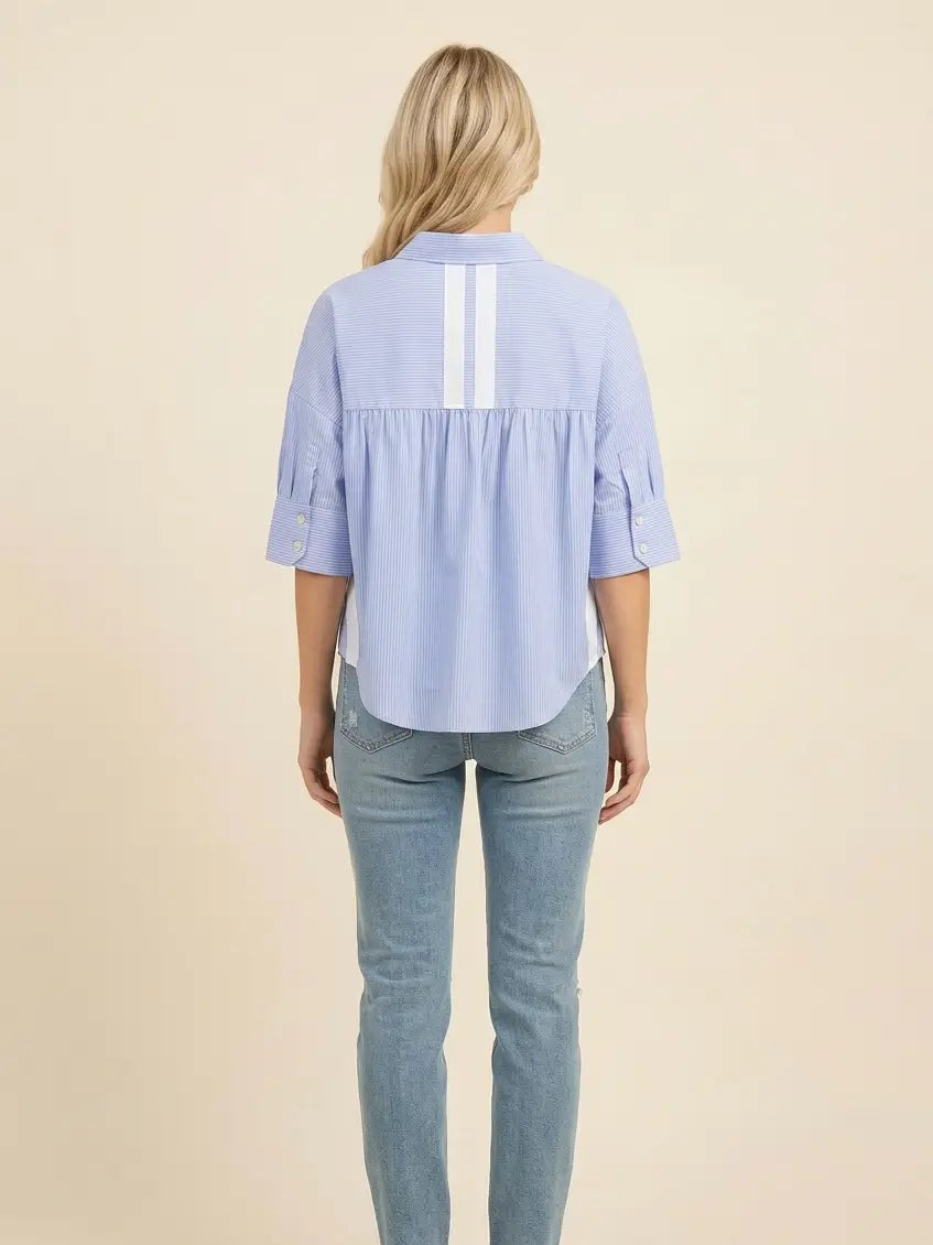 Striped 3/4 Sleeve Blouse