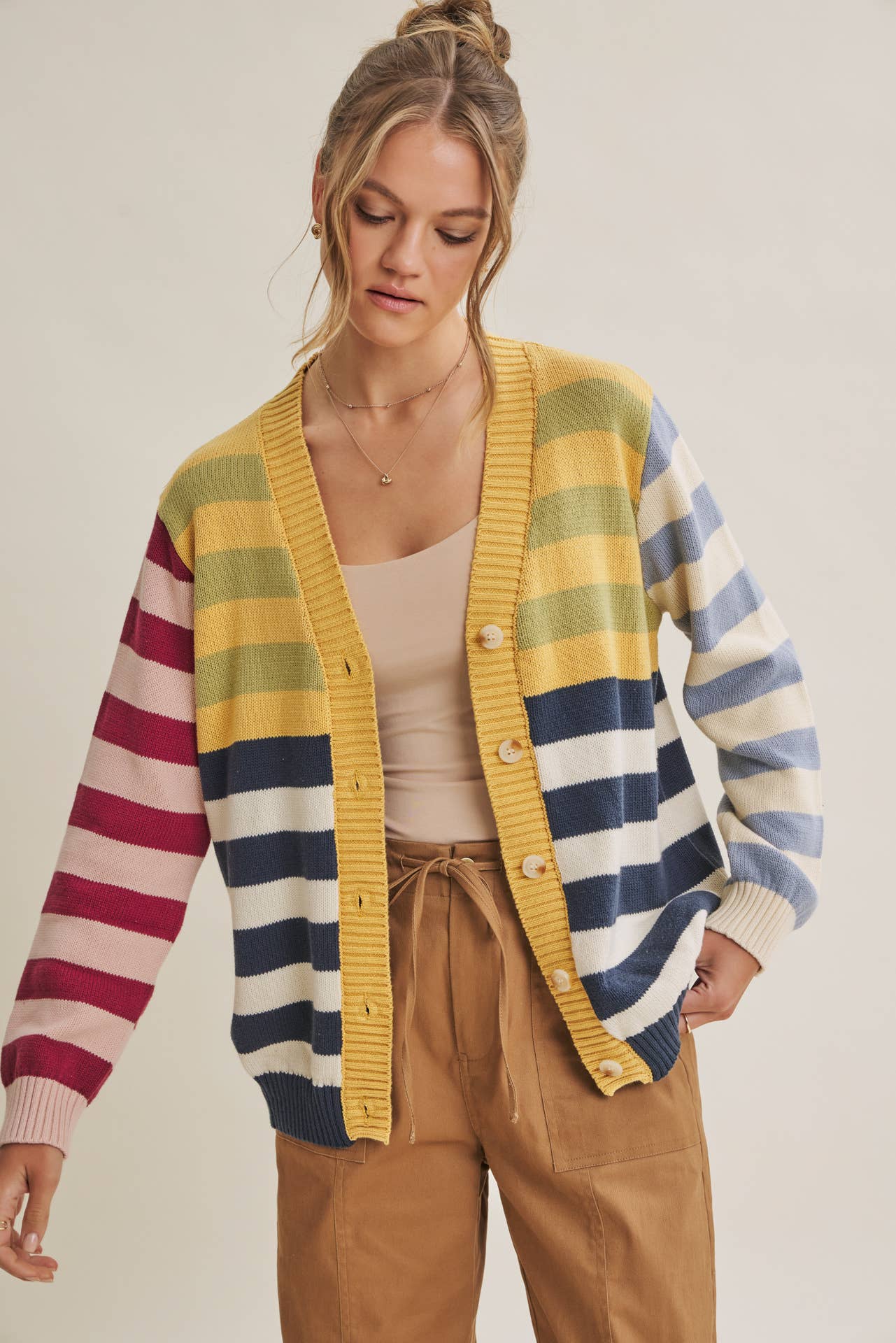 Playful Multi Color Stripe Cardigan